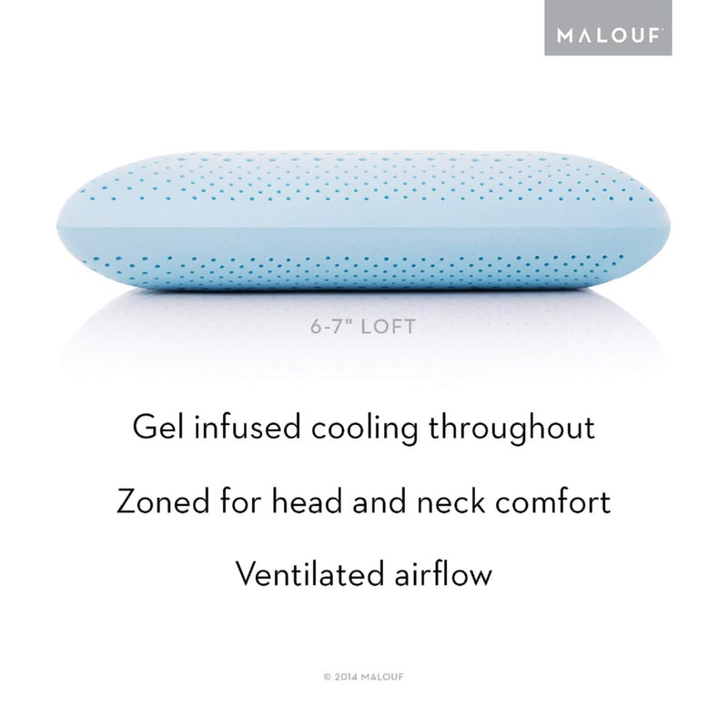 MALOUF Z ZONED GEL DOUGH Gel-Infused Memory Foam Bed Pillow - 5-year Warranty - King - Low Loft - Image 2
